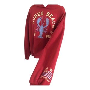Blue lobster print rodeo beach 1994 super soft cozy surf club red hoodie size XL